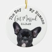 カスタムDay My Humans 得 Pet Dog結婚した写真 セラミックオーナメント (正面)