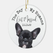 カスタムDay My Humans 得 Pet Dog結婚した写真 セラミックオーナメント (左)
