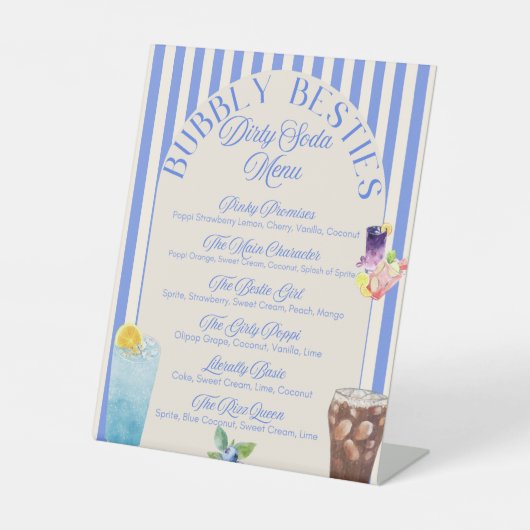 カスタムDirty Sodaメニュー | 印刷可能なソーダバー標識 台座サイン (正面)