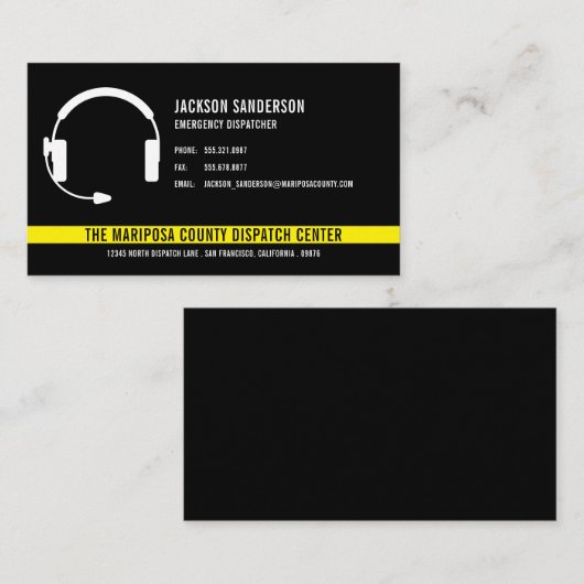 カスタムDispatcher Emergency Services従業員ロゴ 名刺 (正面/裏面)