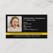 カスタムDispatcher Photo 911 Police Fire Emergency 名刺 (正面)