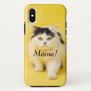 カスタムDIYかわいらしい可愛い猫ニャオシックなイエロー iPhone XSケース