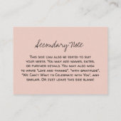 カスタムDIYカジュアル汎用赤面結婚ズ エンクロージャーカード (裏面)