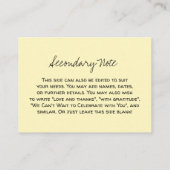 カスタムDIYカジュアル Versatile Light Yellow結婚's エンクロージャーカード (裏面)