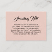 カスタムDIYシンプル赤面ピンク多用途結婚 エンクロージャーカード (裏面)