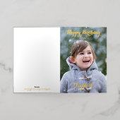 カスタムDIYパーソナライズされたフォトハッピーバースデー金ゴールド 箔グリーティングカード (外側レイダウン)