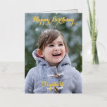 カスタムDIYパーソナライズされたフォトハッピーバースデー金ゴールド 箔グリーティングカード<br><div class="desc">独自のカスタム金ゴールドを作パーソナライズされた成エレガント、美しいフェイクスクリプトタイポグラフィフォント、仕上げ仕上げ、フロントに高品質のホイル実在、誕生日/クリスマス/新年の写真グリーティングカード。単にカスタマイズあなたの挨拶とカードの前面の名前を入力しお気に入りの、あなたの子供/ベビー/ペット/家族/カップル/の写真を追加し結婚て、カードの内側にカスタムあなたのメッセージを入力する。デザインを追加すると、作成のプレビューを全体で表示できる。甘い美しい写真エレガントカードとユニーク、誕生日、卒業、父親の日、母の日、クリスマス、休暇、新年、結婚結婚記念日、バレンタインなど、あなたの愛する人のために、母、パパ、息子、娘、兄、甥、姪、妻、夫、恋人、恋人、祖母、新婦、友人と家族。</div>