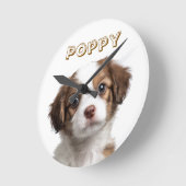 カスタムDog Photo & Name Wall Clock ラウンド壁時計 (傾斜)