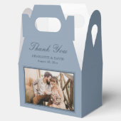 カスタムDusty Blueの結婚写真ありがとう フェイバーボックス (オープン)