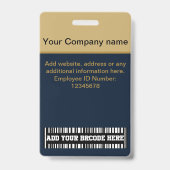 カスタムEmployee企業の,Name,Blue ID,バーコード バッジ (裏面)