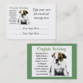 カスタムEnglish Bulldogプロファイルカード 名刺 (正面/裏面)