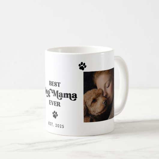 カスタムEST YEAR DOG MUM最高のの写真 コーヒーマグカップ (正面右)