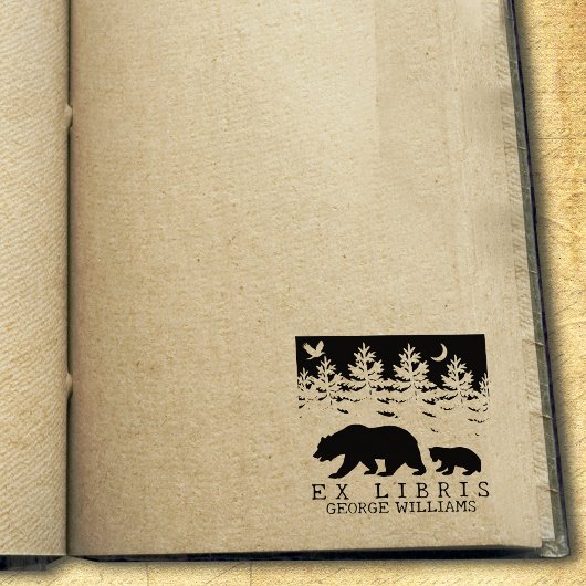 カスタムEx Libris、Forest Bear Book ラバースタンプ