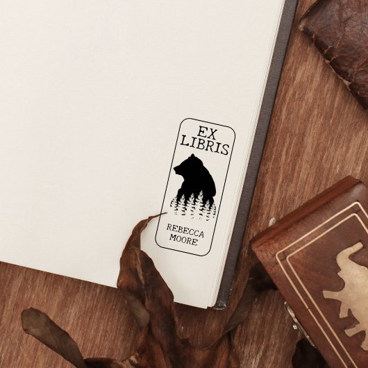 カスタムEx Libris, Forest Bear Libraryブック ラバースタンプ