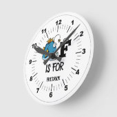 カスタムFは魚の漫画イラストレーション ラウンド壁時計 (傾斜)