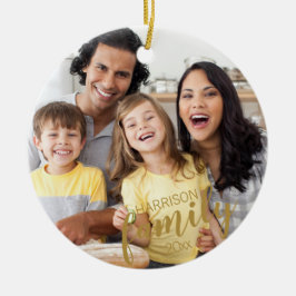 カスタムFAMILY 2フォト金ゴールドスクリプトKeepsake セラミックオーナメント