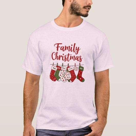 カスタムFamily Christmas 2025 – 名前の追加 Tシャツ (正面)
