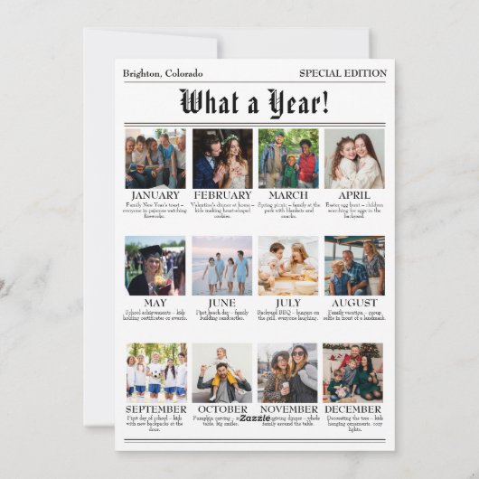 カスタムFamily Christmas Newsletterフォトコラージュ シーズンカード (裏面)