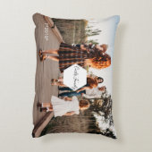 カスタムFamily Collage Photo Albumモノグラム アクセントクッション (裏面(縦))