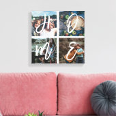 カスタムFamily Instagramフォトコラージブラシスクリプト キャンバスプリント (インサイチュ (リビング))