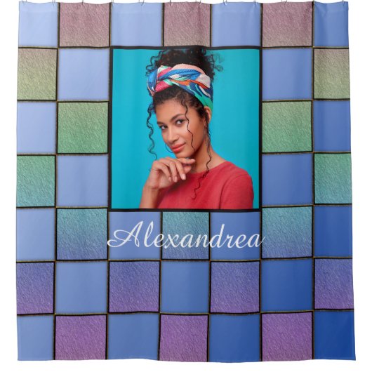 カスタムFamily Photoスクリプモダントのパーソナライズ シャワーカーテン (正面)