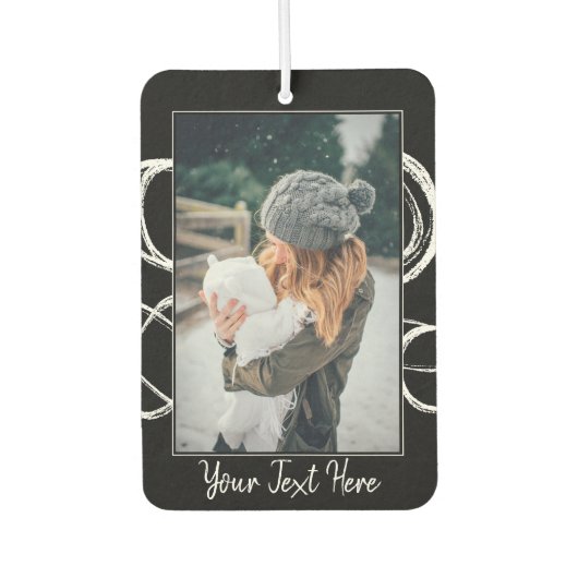 カスタムFamily Photoスクリプモダントブラック カーエアーフレッシュナー (正面)