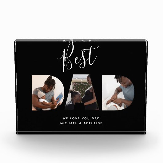 カスタムFaters Dayフォトコラージュ最高のパパスクリプト フォトブロック (正面)