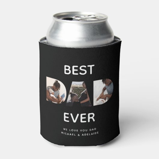 カスタムFaters Dayフォトコラージュ最高のパパスクリプト 缶クーラー (缶正面)