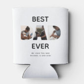 カスタムFaters Dayフォトコラージュ最高のパパスクリプト 缶クーラー (裏面)