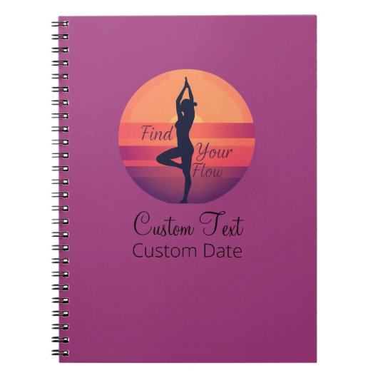 カスタムFind Your Flow Sunset Yoga ノートブック (正面)