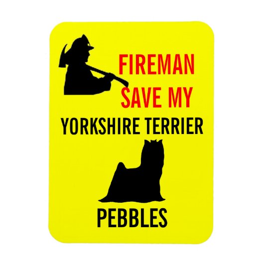カスタムFireman救 My Yorkshire Terrier Safety マグネット (縦)