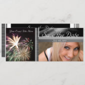 カスタムFireworksが日付を保存 招待状 (正面/裏面)