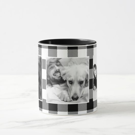 カスタムFriends写真バッファロープレイドパターンホワイト マグカップ (中央)