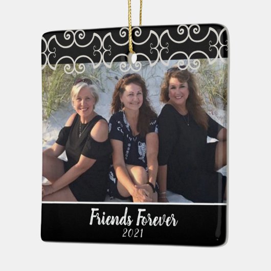 カスタムFriends Forever両面フォトクリスマス セラミックオーナメント (左)