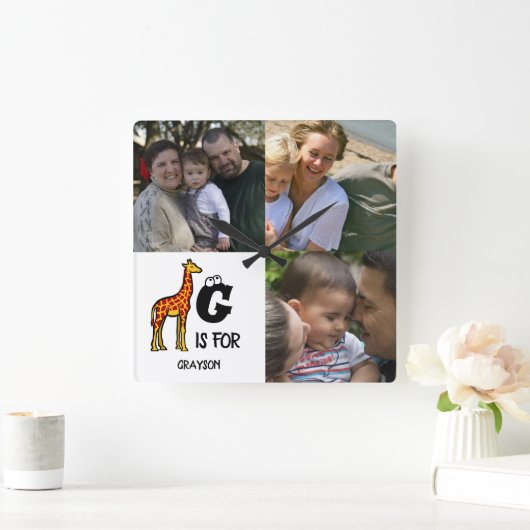 カスタムGはキリンのかわいいキリンのためのものだ スクエア壁時計 (ホーム)