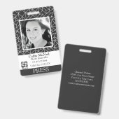 カスタムGeometric Reporter Photographer BWのプレスID バッジ (正面＆裏面)