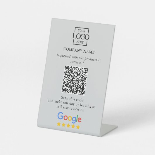 カスタムGoogleレビューQRコードモダンビジネス ロゴ 台座サイン (正面)