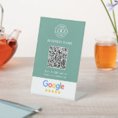 カスタムGoogleレビューQRコード付きビジネス ロゴ 台座サイン (インサイチュ)