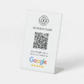 カスタムGoogleレビューQRコード付きビジネス ロゴ 台座サイン (正面)
