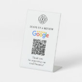 カスタムGoogleレビューQRコード付きビジネス ロゴ 台座サイン (正面)