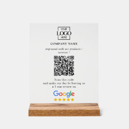 カスタムGoogleレビューQRコード付きモダンビジネス ロゴ アクリルサイン