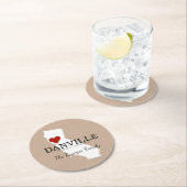 カスタムGPSの座標カリフォルニアのハートの紙のコースター ラウンドペーパーコースター (インサイチュ)