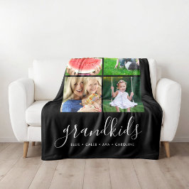 カスタムGrandkids Monogram Instagramフォトコラージュ フリースブランケット