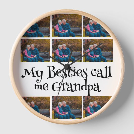 カスタムGrandpa 9フォトコラージュ 壁時計 (正面)