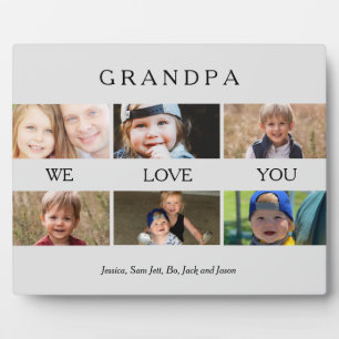 カスタムGrandpa We love You Photo 淡い色の Gray Collage フォトプラーク