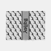 カスタムGreyhound Dogシルエット フリースブランケット (正面(横))