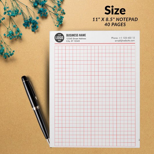 カスタムGrid Notepad 5 Sq/Inch （ロゴと情報を含む） ノートパッド