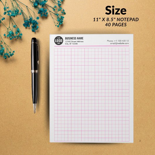 カスタムGrid Notepad 5 Sq/Inch (ロゴと情報を含む) ノートパッド