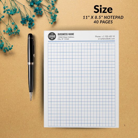 カスタムGrid Notepad 5 Sq/Inch （ロゴと情報を含む） ノートパッド