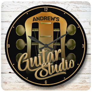 カスタムGuitarist NAME Rock Music Guitar Studio ラージ壁時計